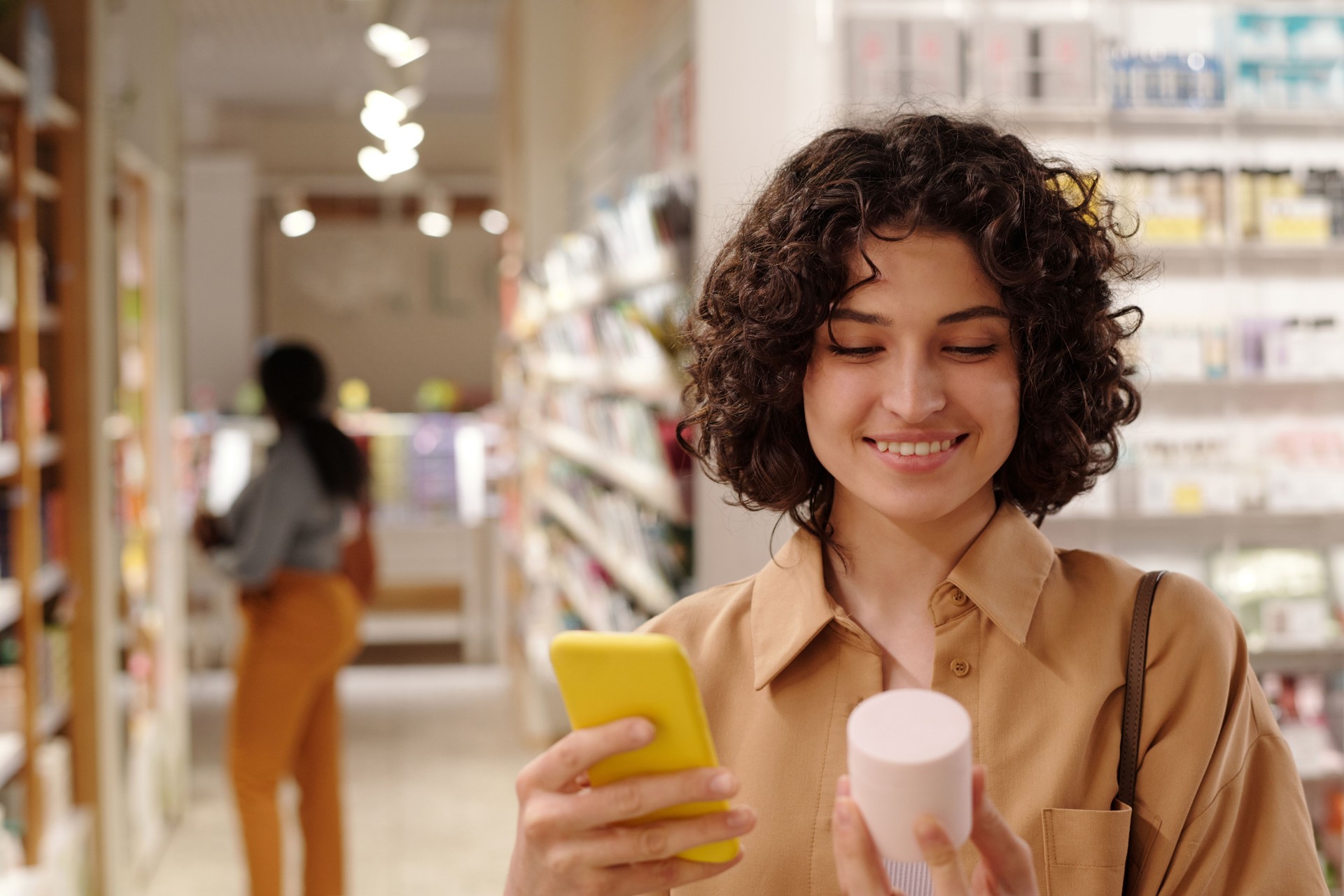 Reading information on jar of cream